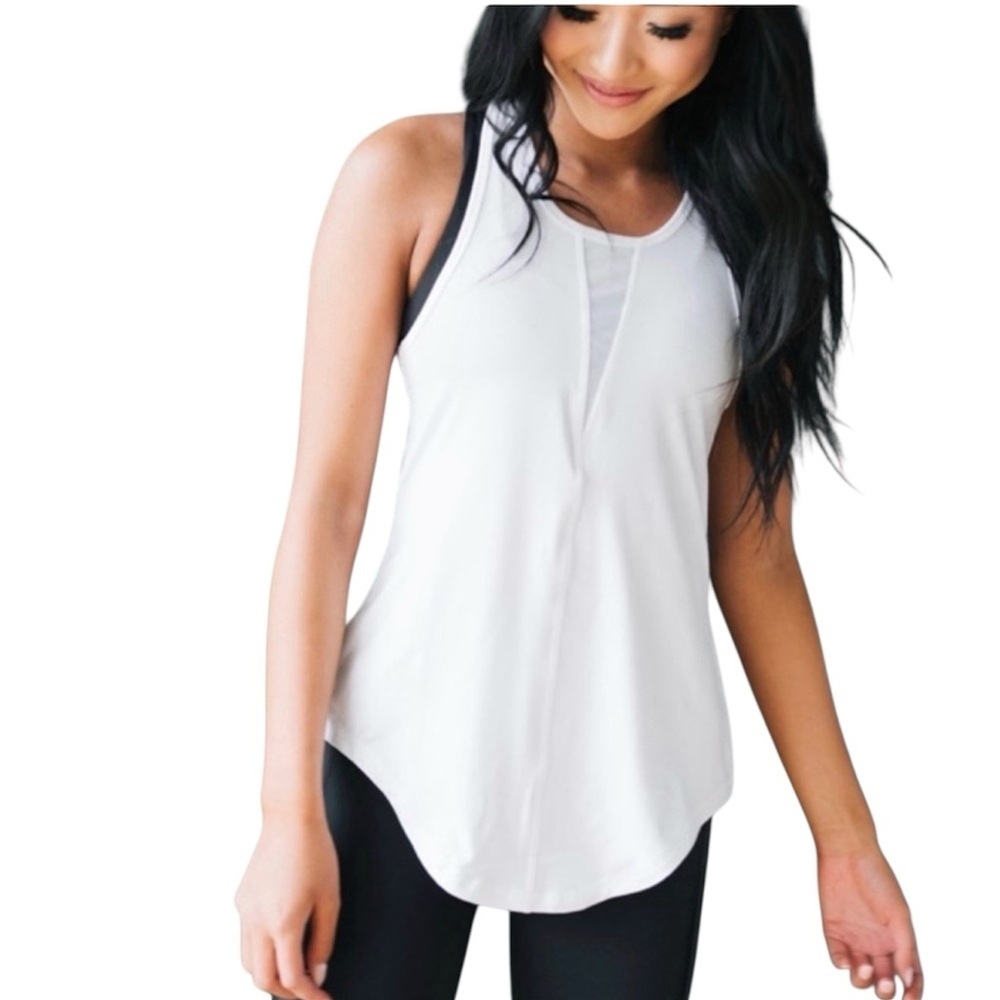 ZYIA Active White Tank Top Effortless xxl workout shirt gym athletic sleeveless